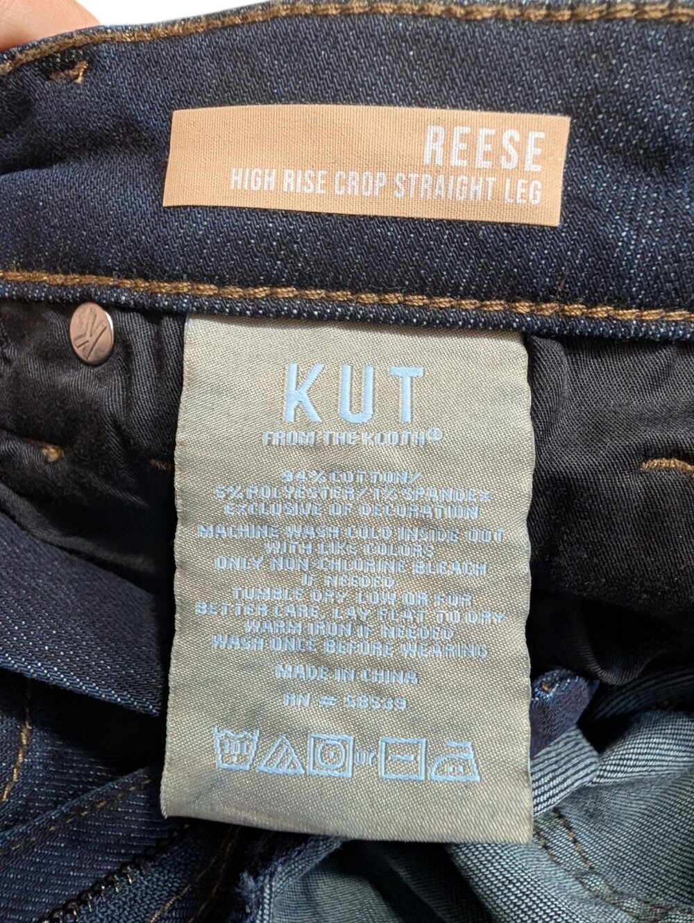 KUT From The Kloth Reese High Rise Crop Straight Leg Jeans NWT Dark Wash Size 6 - Picture 11 of 12